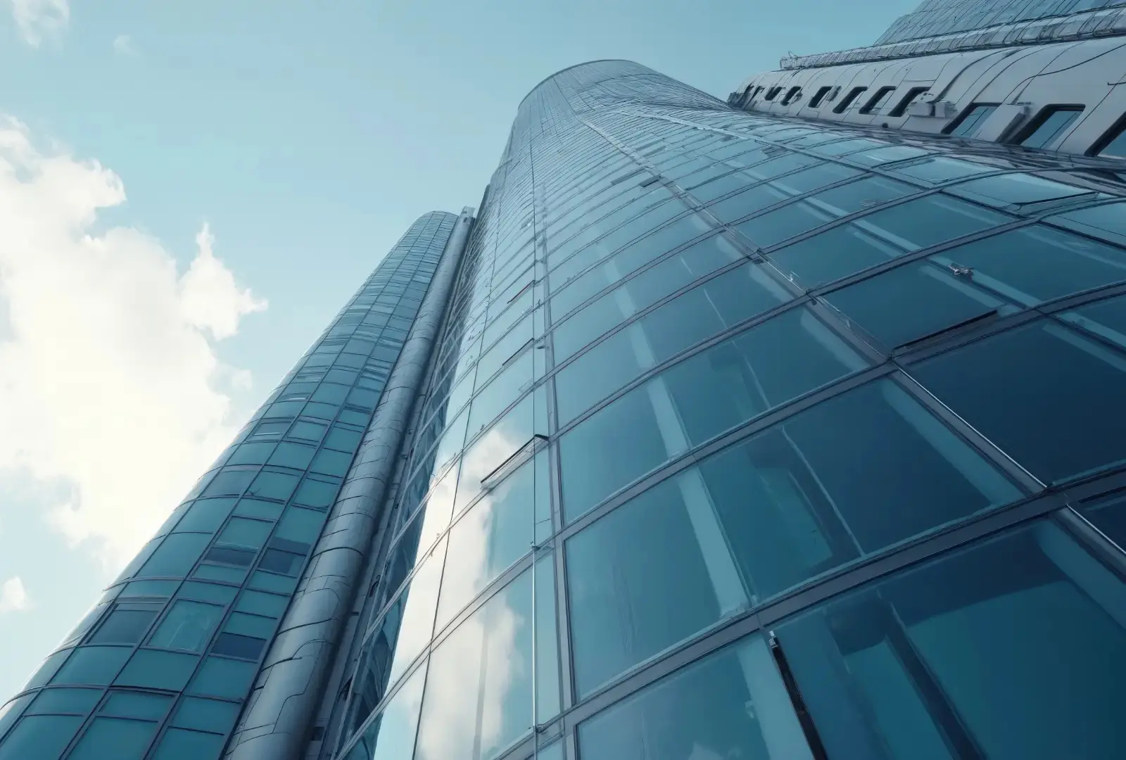 Commercial interior with floor-to-ceiling curtain wall glazing